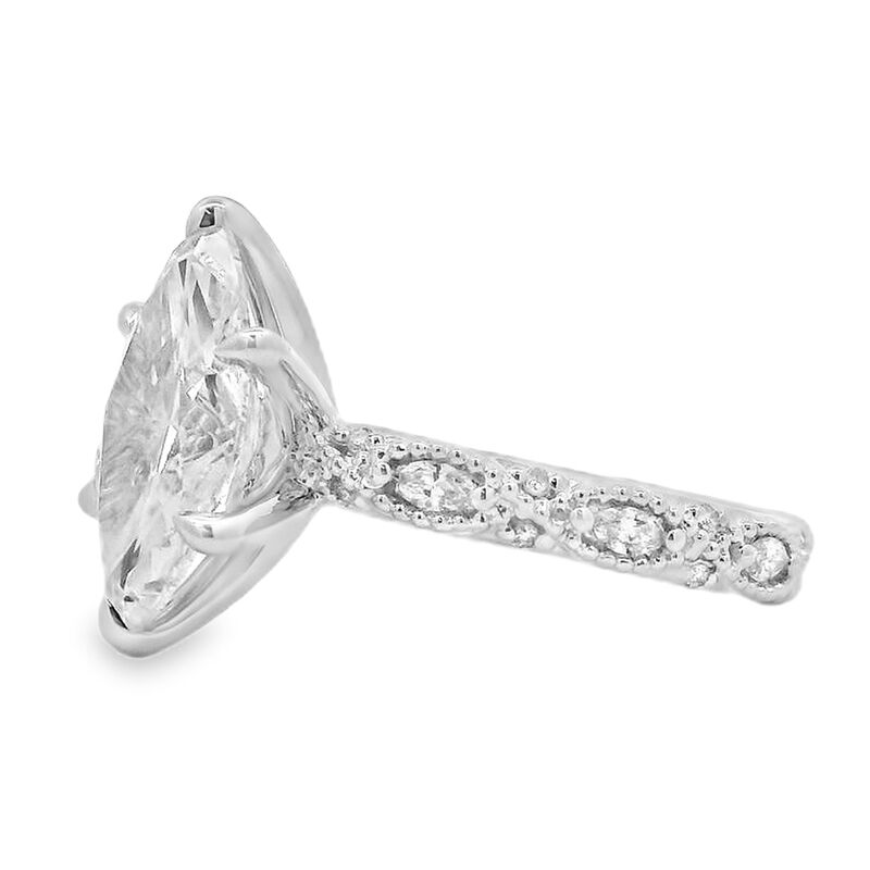Marquise Lab Grown Diamond 3 1/4ctw. Milgrain Engagement Ring in 14k White Gold image number null