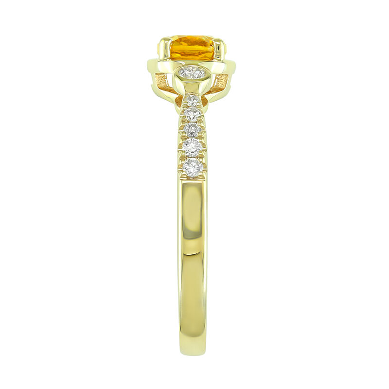 Oval-Cut Citrine & Diamond East to West Ring in 10k Yellow Gold image number null