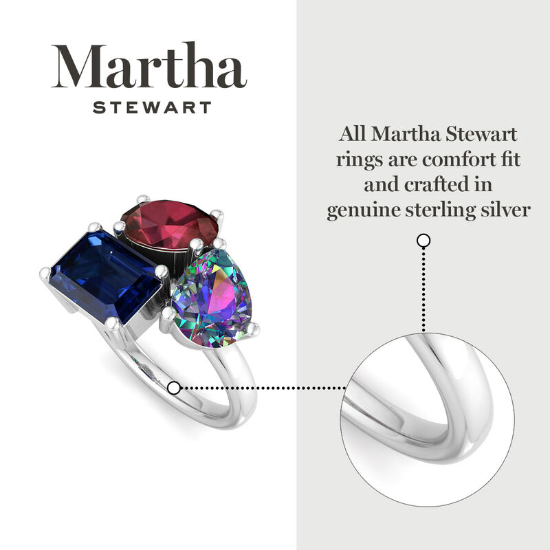Martha Stewart Garnet Mystic Quartz and Sapphire Ring in Sterling Silver image number null