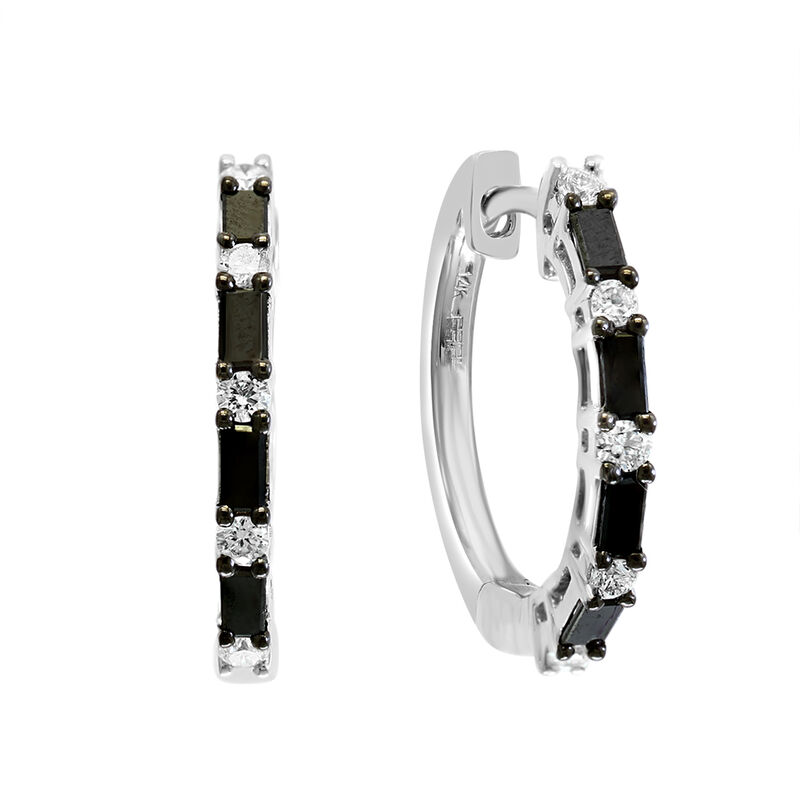 EFFY .45ctw. Diamond Black White Hoop Earrings in 14k White Gold image number null