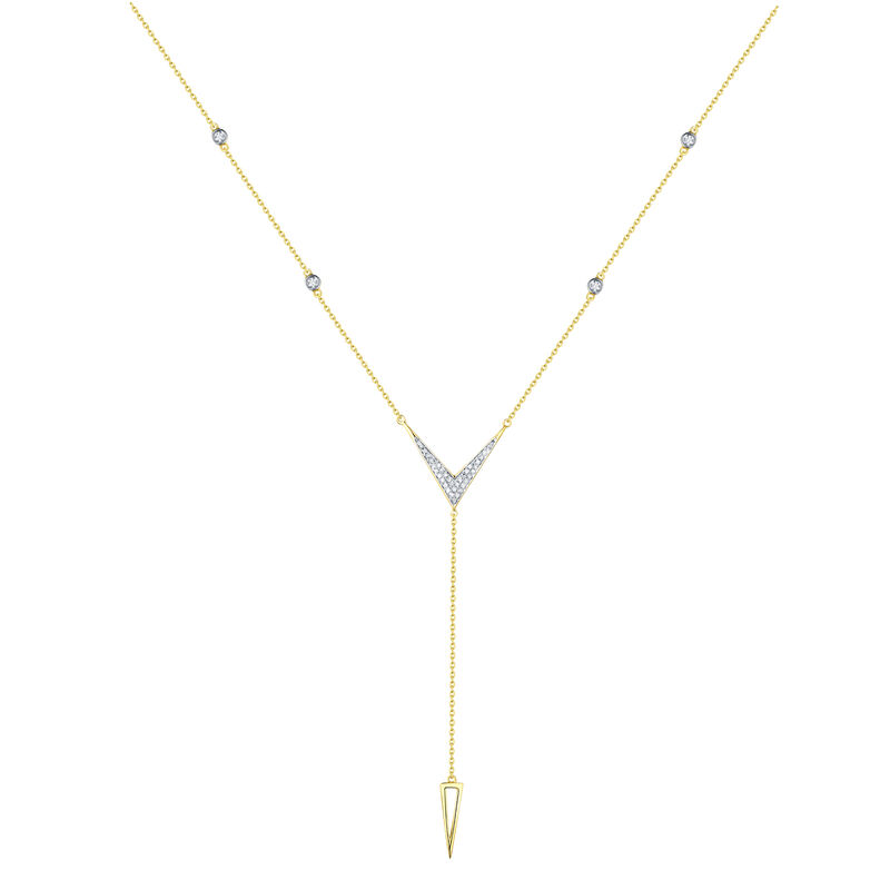 Diamond Open Long Y-Neck Fashion Necklace in 14k Yellow Gold image number null
