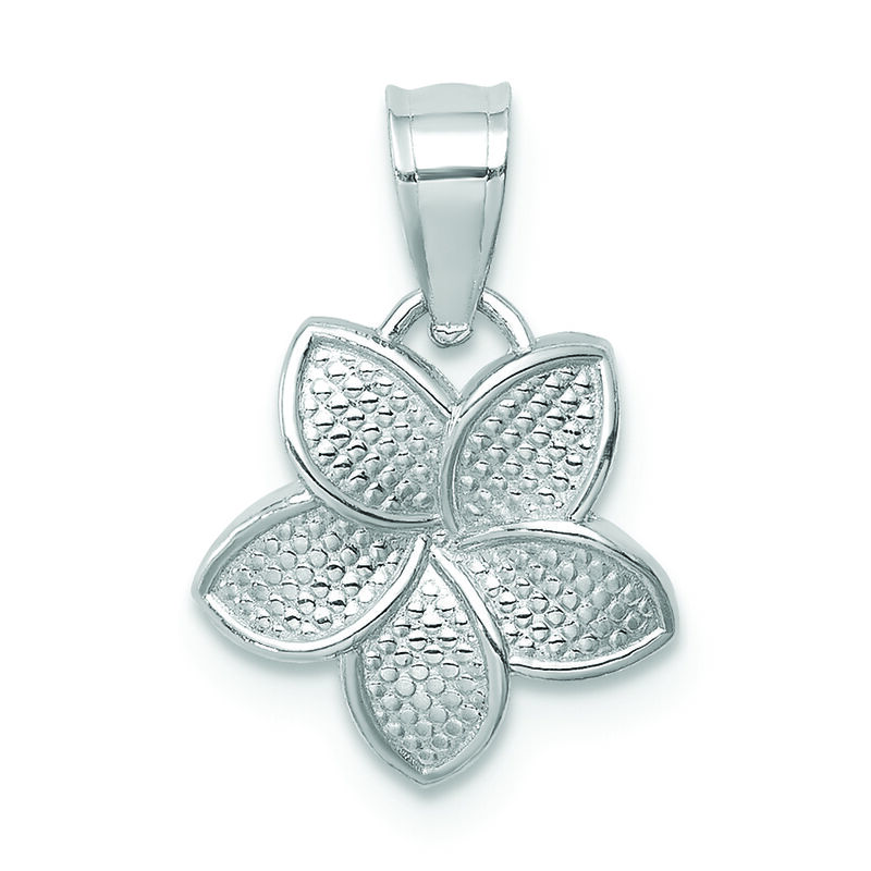 Polished Mini Plumeria Charm in 14K White Gold image number null