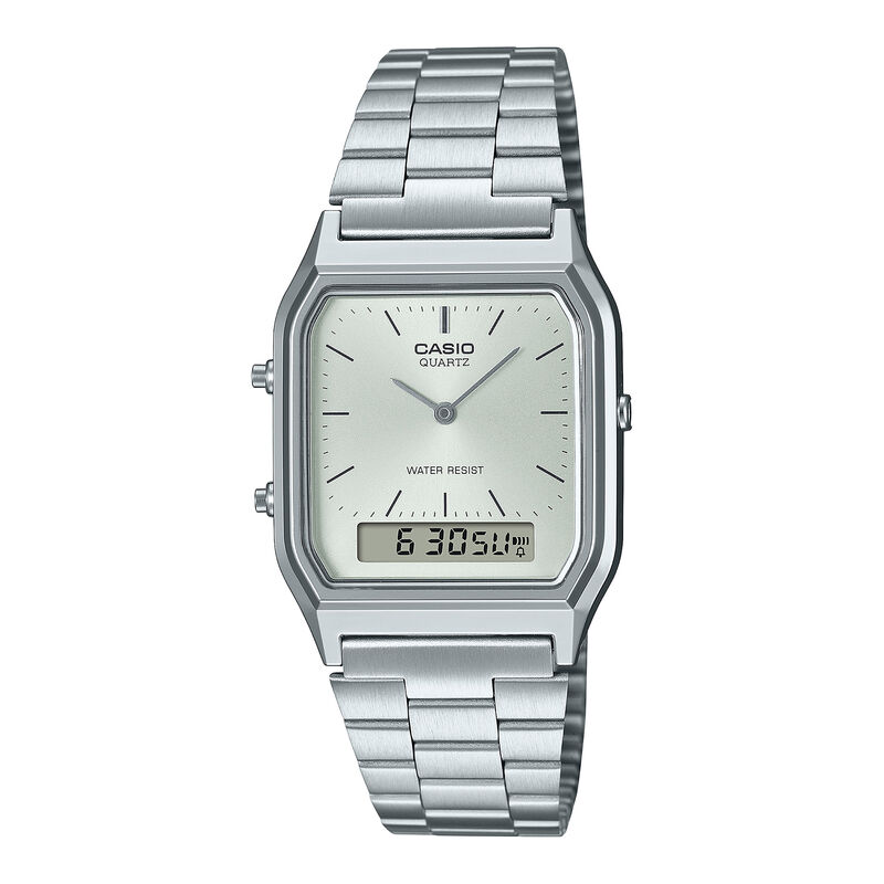 Casio Vintage Ana Digi Silver Dial AQ230 image number null