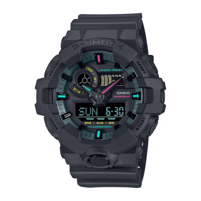 G-Shock Men's Ana-Digi Black Resin Dial & Resin Band w/Multi Florescent Accents 46mm Watch GA700MF-1A