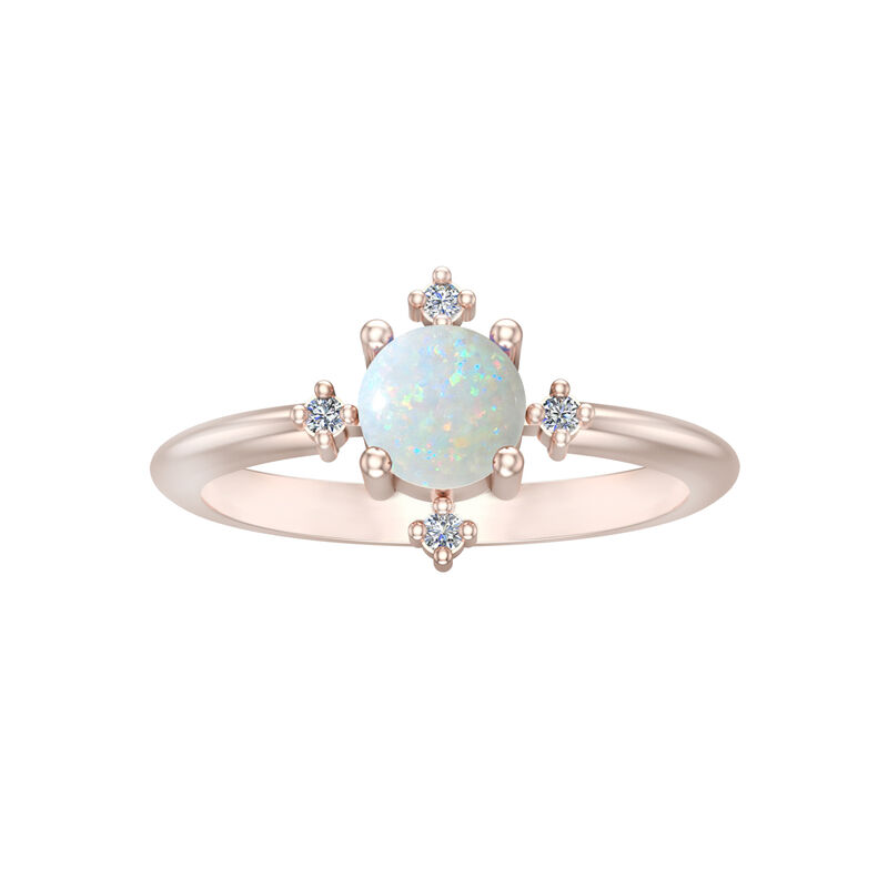 Created Opal & Diamond Ring in 10k Rose Gold image number null