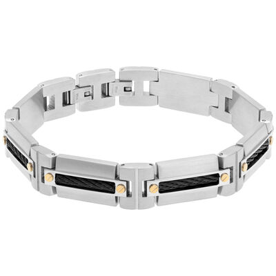 Men's Stainless Steel Bold Cable Inlay Bracelet