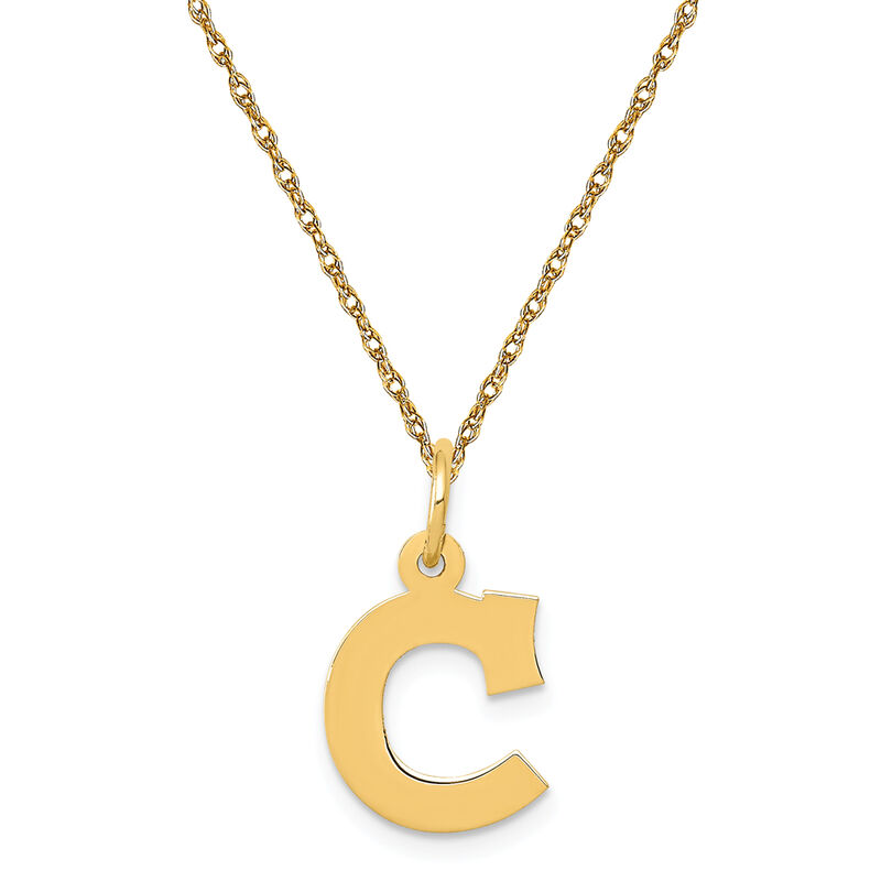 Small Block C Initial Necklace in 14k Yellow Gold image number null