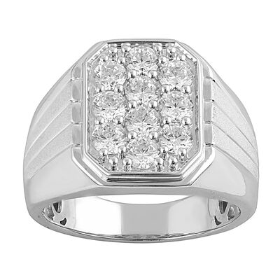 Men's 1 1/2ctw. Lab Grown Diamond & 10k White Gold Wedding Ring
