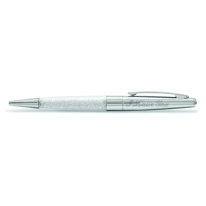 Silver-tone Crystal Filled Ballpoint Pen image number null