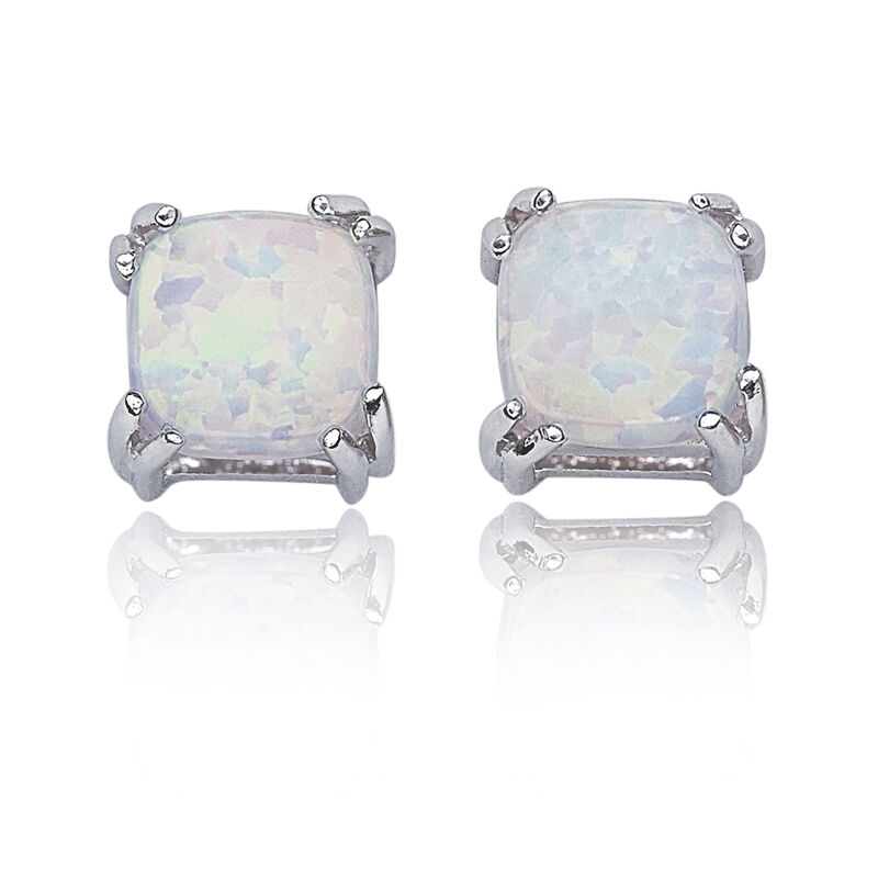 Created Opal Cushion Stud Earrings in Sterling Silver image number null