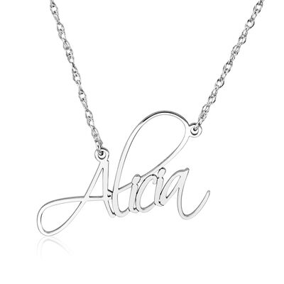 High Polished Personalized Name Necklace in Sterling Silver