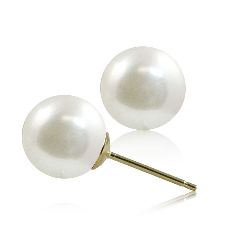 Freshwater Pearl Stud Earrings with 14k Yellow Gold Post image number null