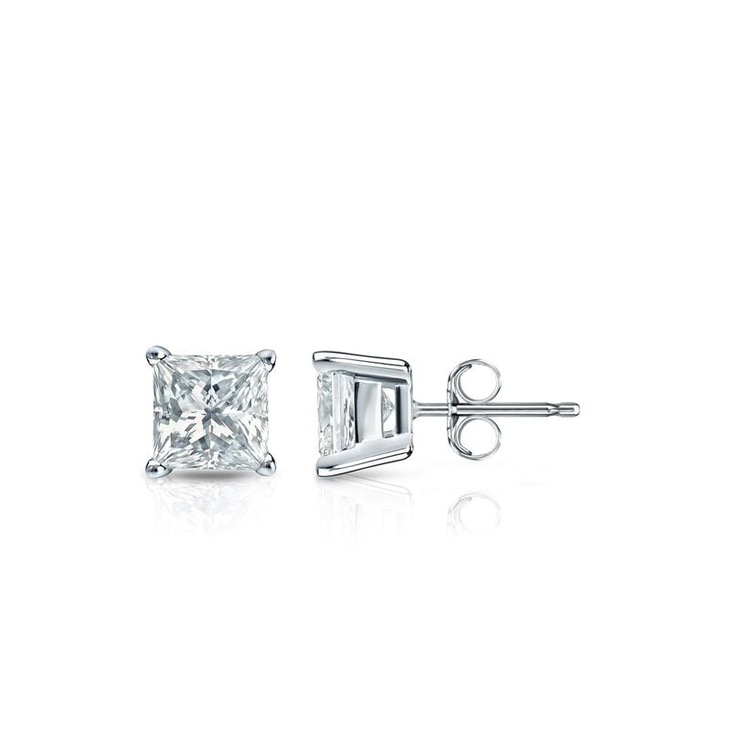 Princess-Cut Lab Grown 1/2ctw. EF VS Diamond Stud Earrings in 14k White Gold image number null