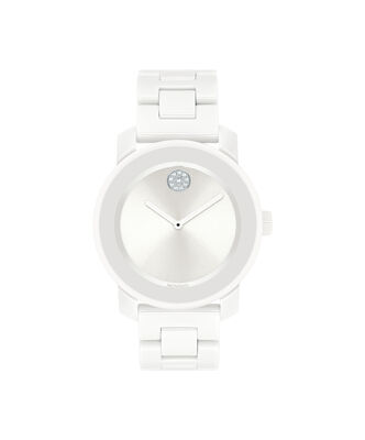Movado BOLD Ladies’ White Ceramic Crystal Dial Bracelet Watch 3600534