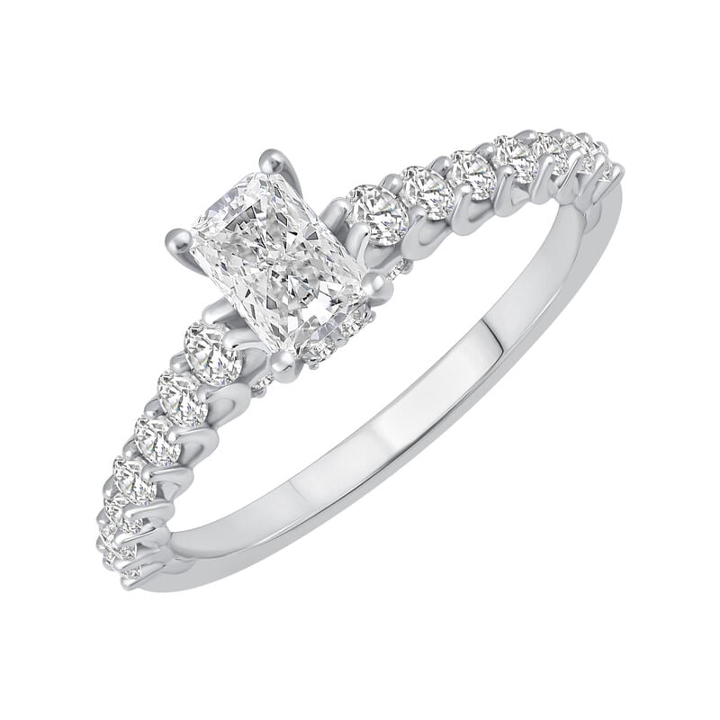 Radiant Lab Grown Diamond 1ctw. Classic Engagement Ring in 14k White Gold image number null