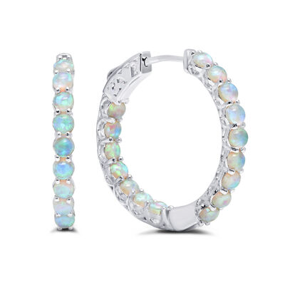 Created Opal Inside-Out Hoop Earrings in Sterling Silver