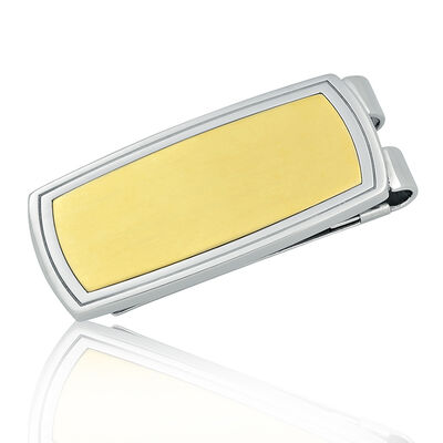 Men's Stainless Steel Yellow Ion-Plated Money Clip