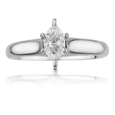 Marquise-Cut 1/2ct. Diamond Solitaire Engagement Ring in 14k White Gold
