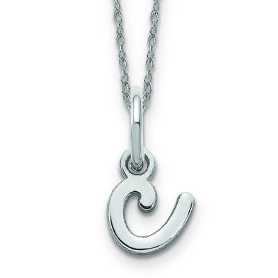 Script C Initial Necklace in 14k White Gold