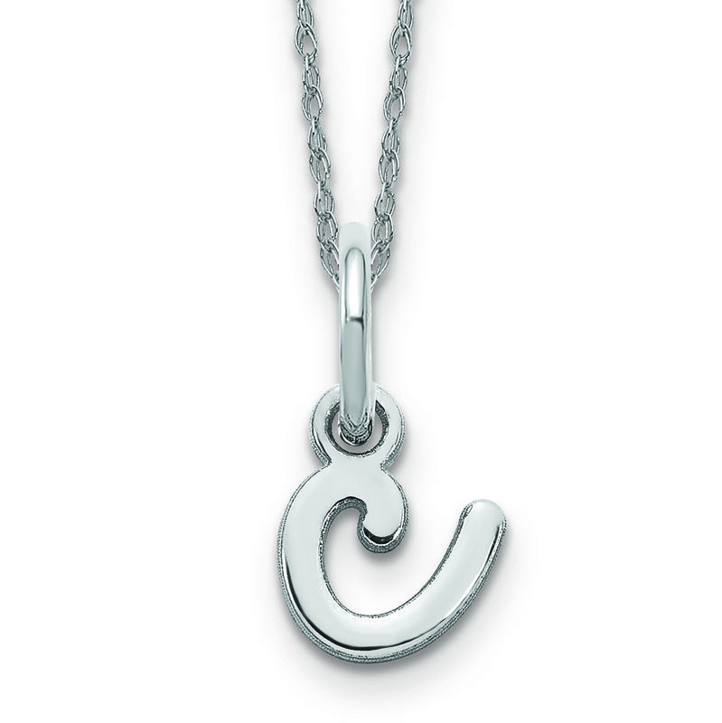 Script C Initial Necklace in 14k White Gold image number null
