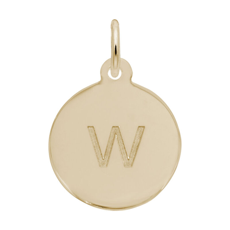 Lower Case Block W Initial Charm in Gold Plated Sterling Silver image number null