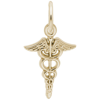 Caduceus Charm in 14k Yellow Gold