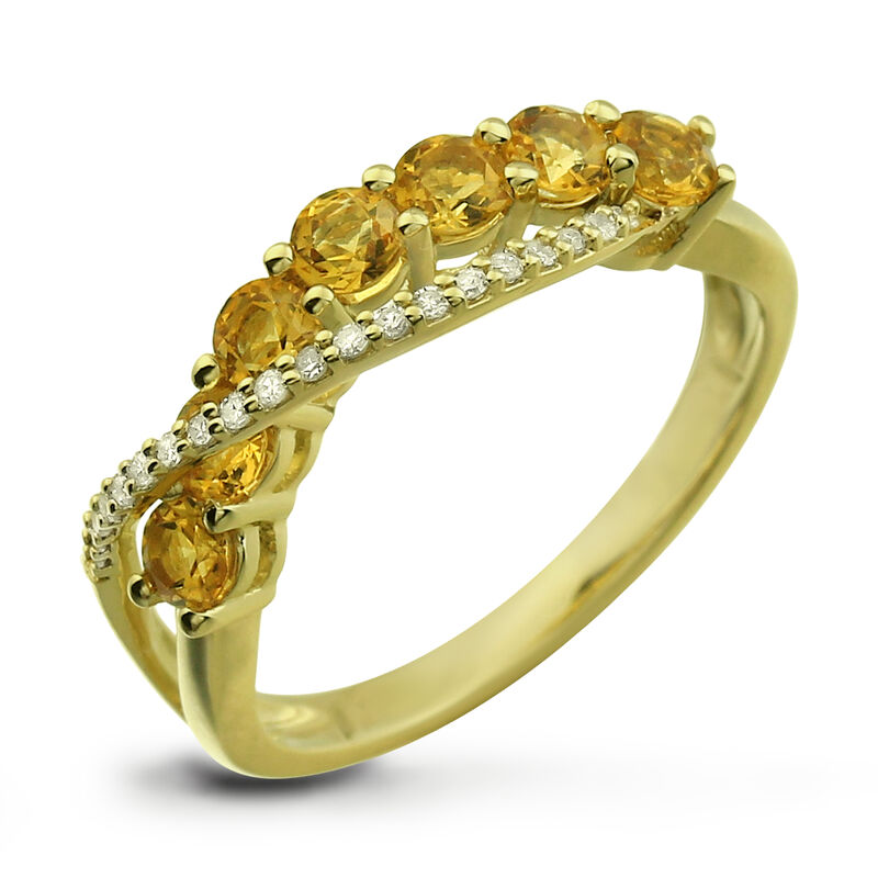 Citrine & Diamond Swirl Ring in 10k Yellow Gold image number null