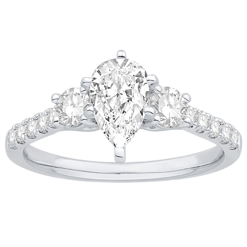 Diamond Three-Stone Ring Setting in 14k White Gold image number null