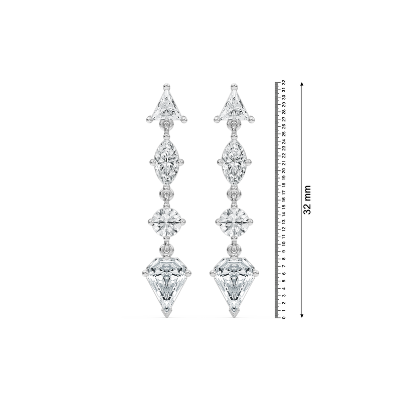 Lab Grown Diamond 3ctw. Multi Stone Dangle Earrings in 10k White Gold image number null