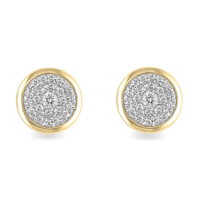 Diamond Cluster Stud Earrings in 10k Yellow & White Gold image number null