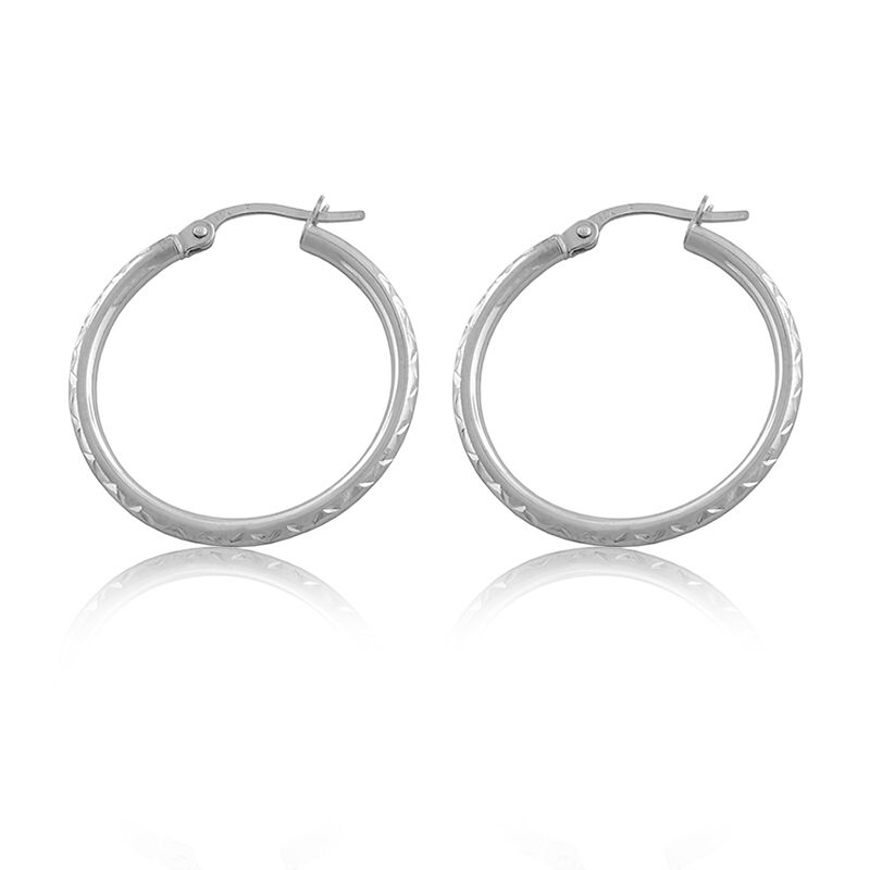 Polished Hoop Earrings in 14k White Gold image number null