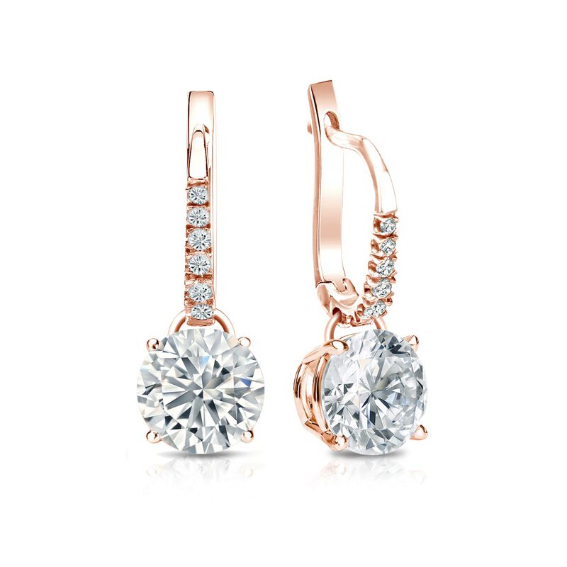 Diamond 2ctw. 4-Prong Round Drop Earrings in 14k Rose Gold I1 Clarity image number null