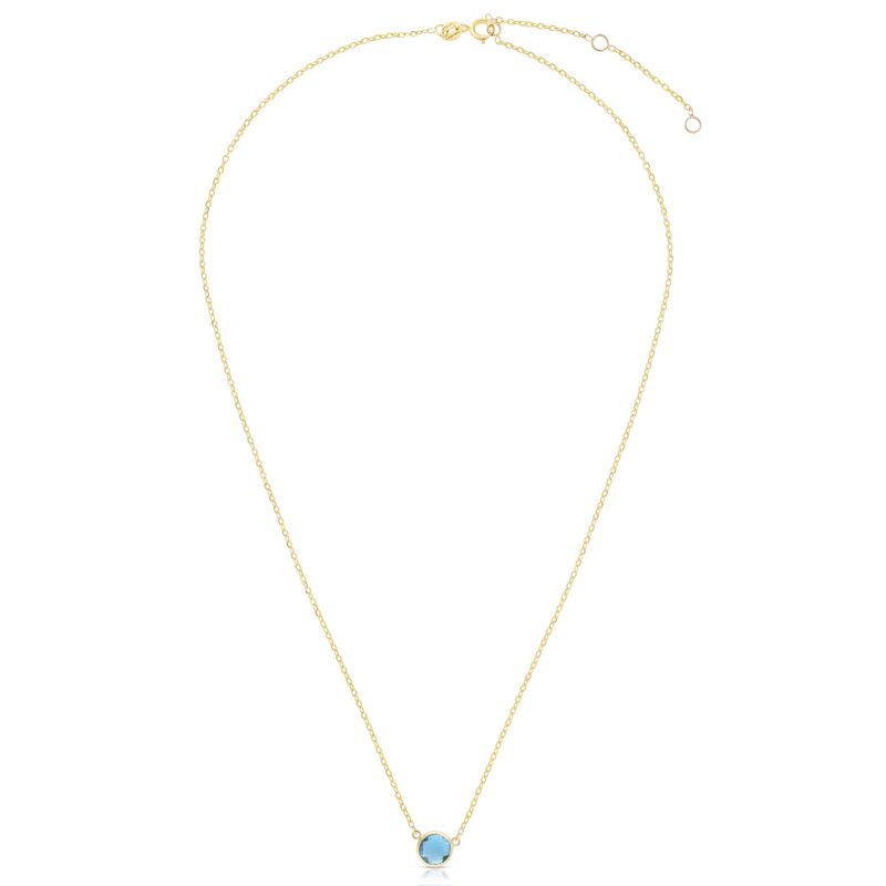 Blue Topaz Necklace 17" in 14k Yellow Gold image number null