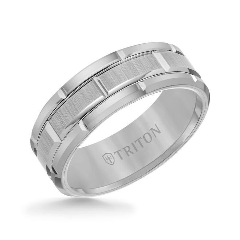 Triton Men's Grey Tungsten Bright Cut Carbide image number null
