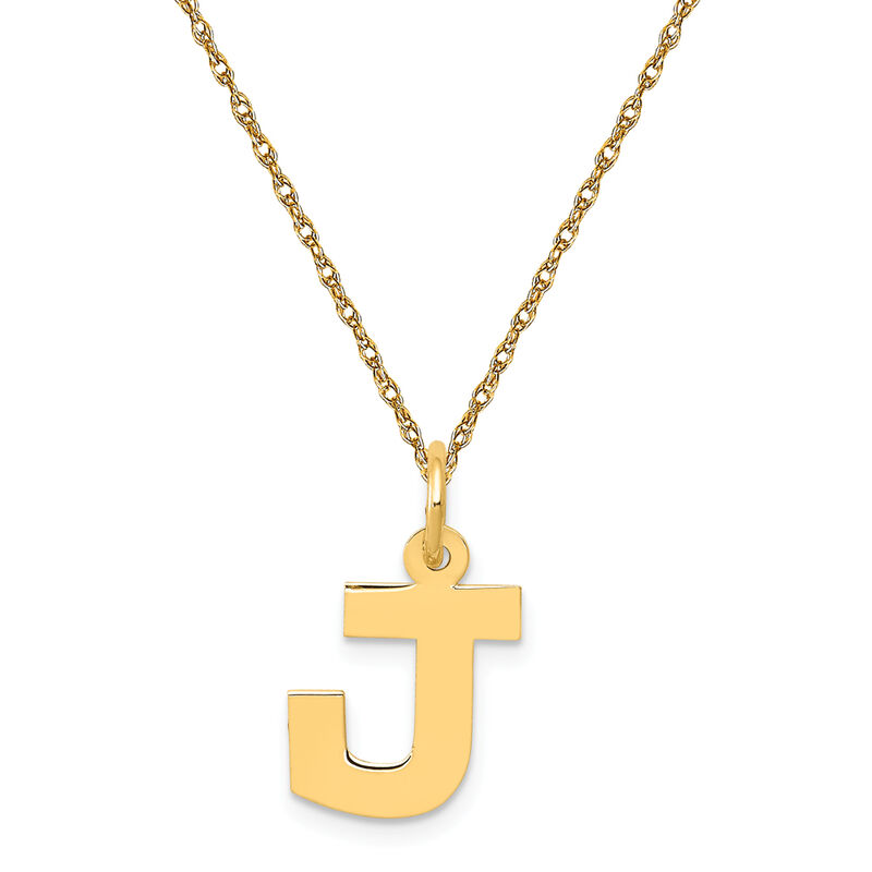 Small Block J Initial Necklace in 14k Yellow Gold image number null