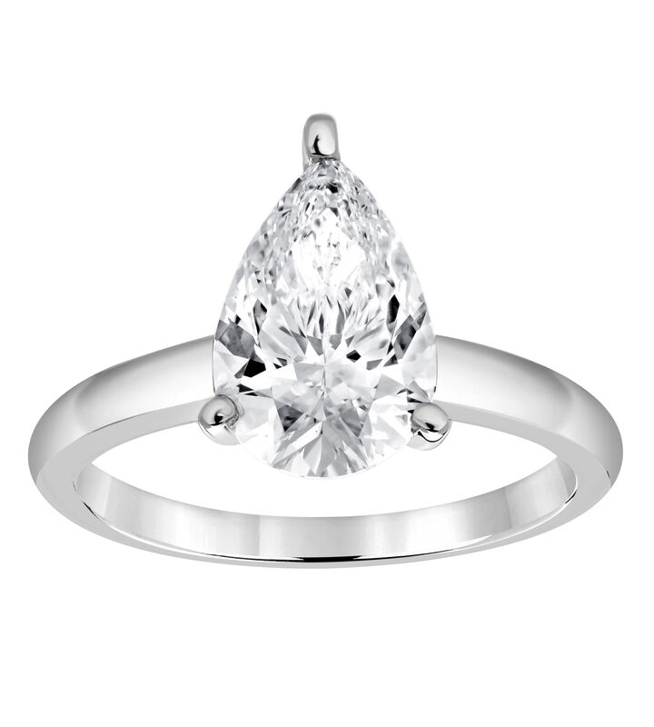 Pear-Shaped Lab Grown 2ct. Diamond Certified GH VS SI Solitaire Engagement Ring in 14k White Gold image number null