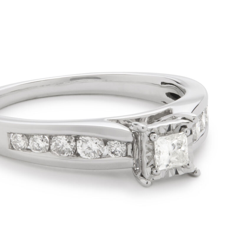 Princess-Cut .5ctw. Diamond Channel-Set Engagement Ring in 10k White Gold image number null