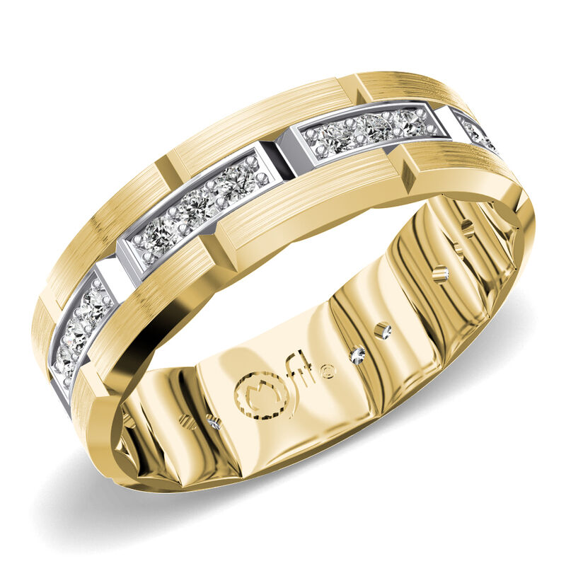 Men's MFIT 1/2ctw. Diamond Wedding Band in 10k White & Yellow Gold image number null
