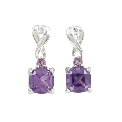 Amethyst Drop Twist Earrings in Sterling Silver