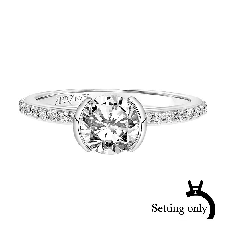 Gray. ArtCarved® Diamond Semi-Mount in 14k White Gold image number null