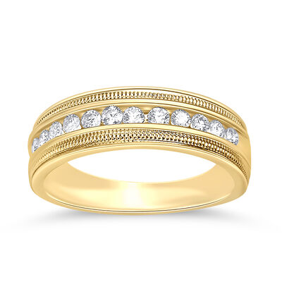 Men's 1/2ctw. Diamond & 14k Yellow Gold Wedding Ring