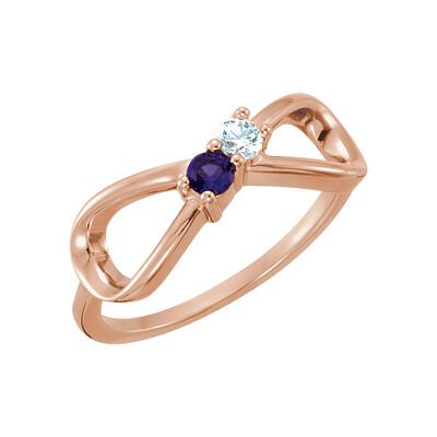 Infinity 2-Stone Family Ring in 14k Rose Gold