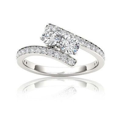 You & Me 1/2ct. Bypass Diamond 2 Stone Ring in 14k White Gold