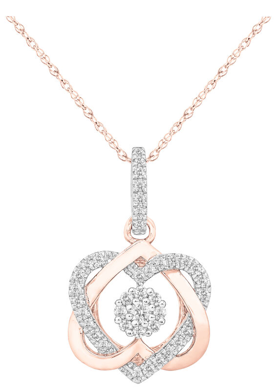 JK Crown 1/5ctw. Diamond Double Heart Pendant in 10k Rose Gold