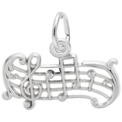 Music Staff Charm in 14k White Gold