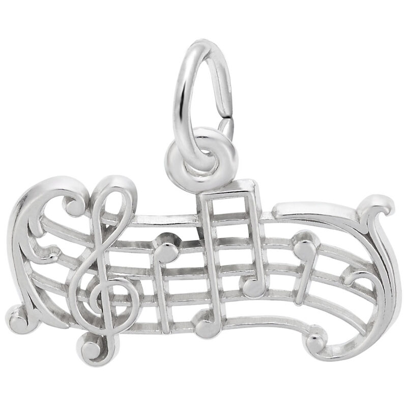 Music Staff Charm in 14k White Gold image number null