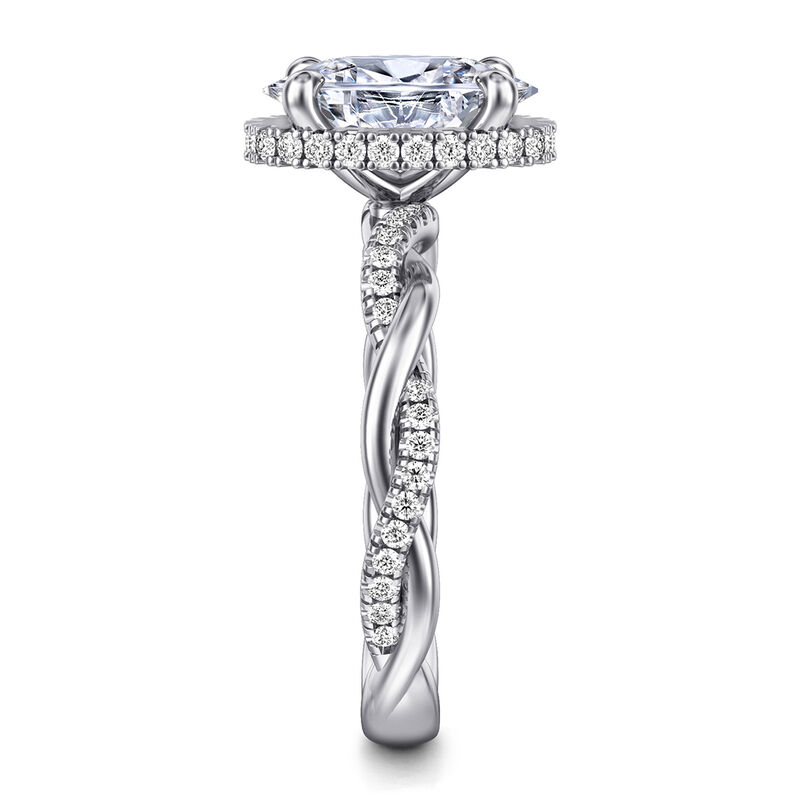 Gabriel & Co. "Ama" 14k White Gold Twist Hidden Halo Oval Setting image number null
