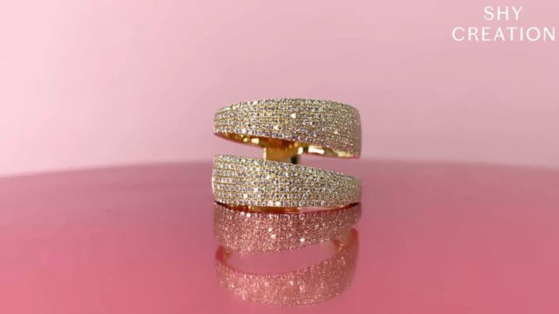 Shy Creation Double Row Diamond Fashion Band in 14k Yellow Gold SC55004246 image number null
