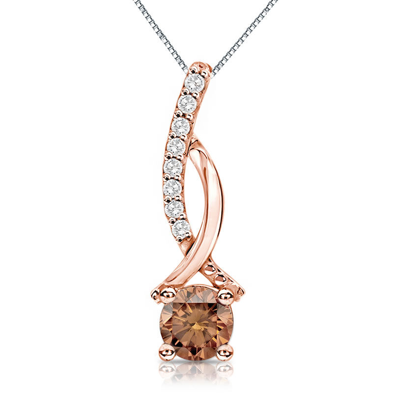 Genuine Champagne Diamond 1/2ctw. Pendant in 14k Rose Gold image number null