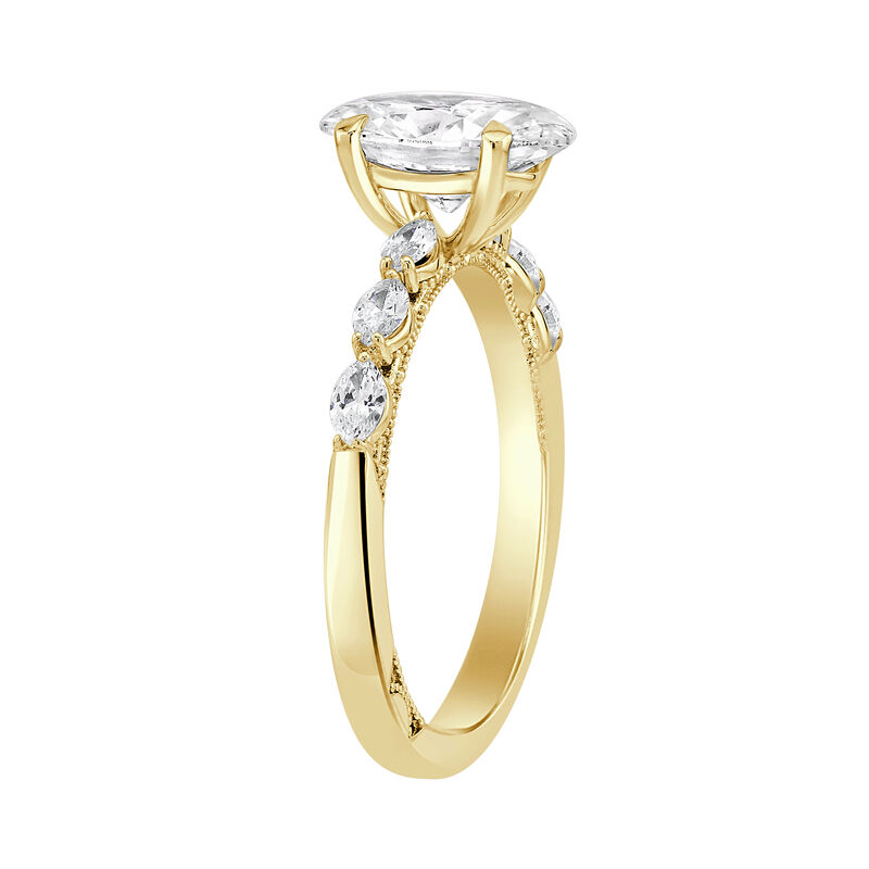 Oval-Cut Lab Grown 2 1/3ctw. Diamond With Horizontal Marquise-Cut Accents Engagement Ring in 14k Yellow Gold image number null